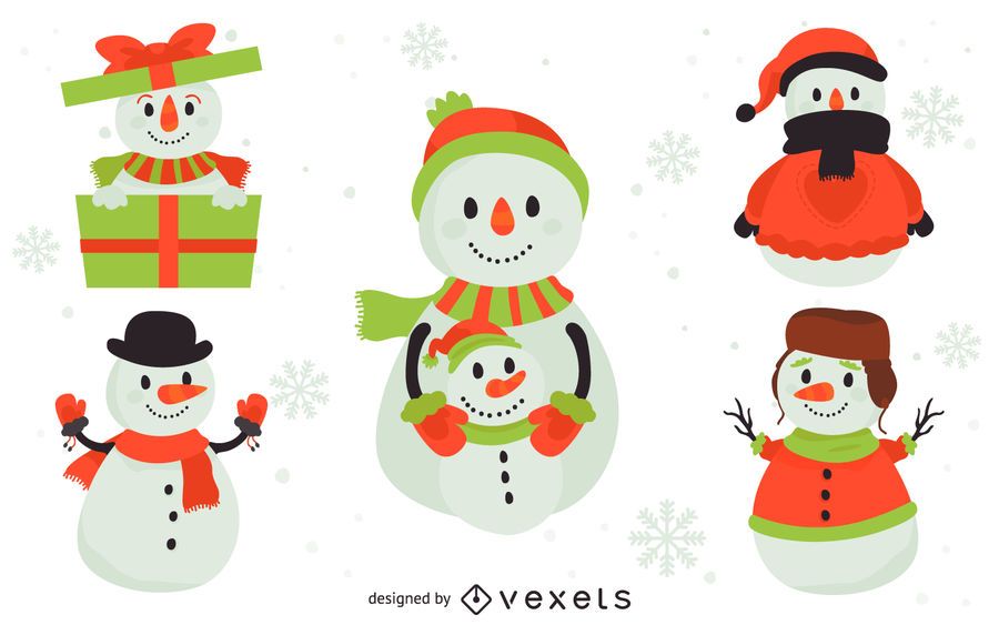 5 ilustraciones planas de muñecos de nieve 5 ilustraciones planas de muñecos de nieve