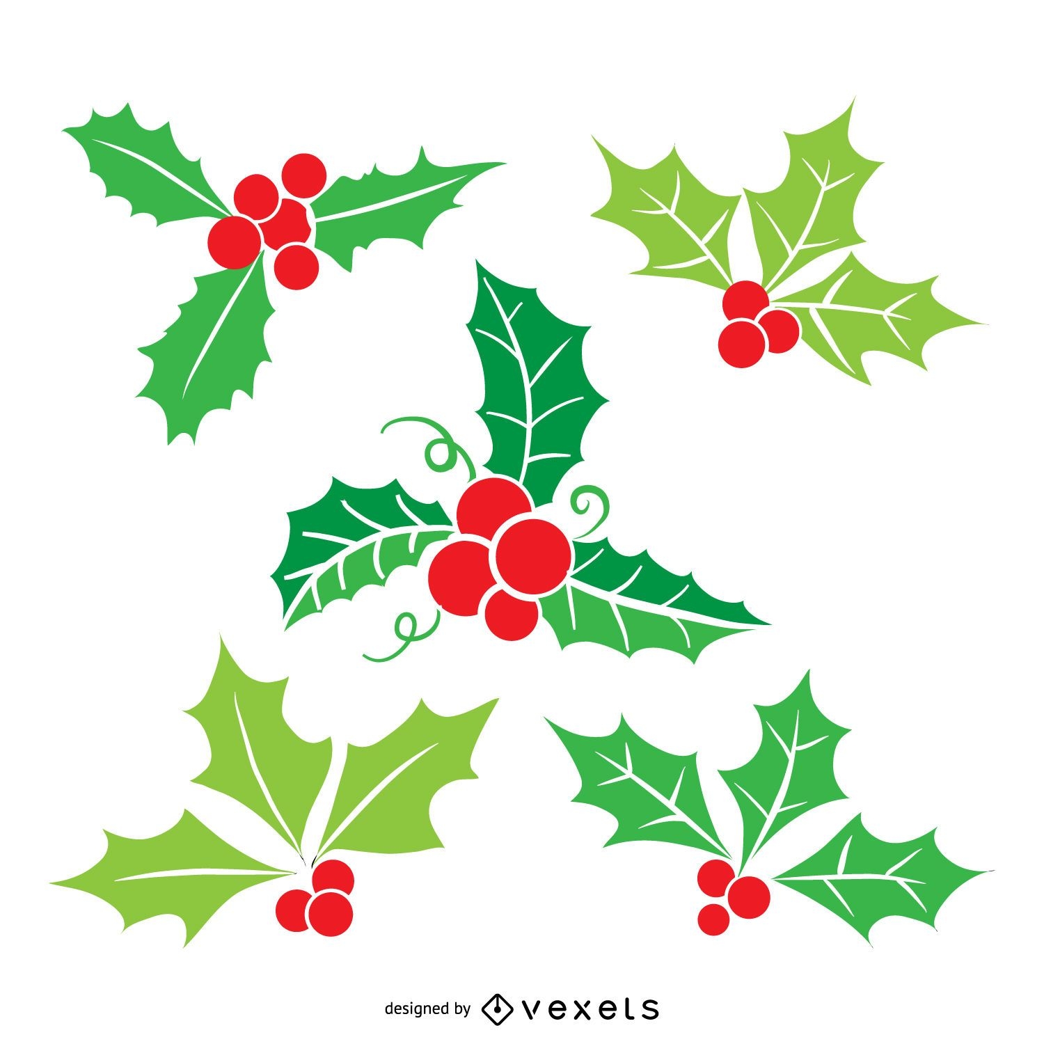 Flat Christmas mistletoe illustration set