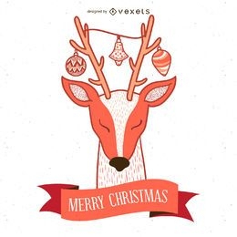 Christmas Deer Card Illustration Vector Download
