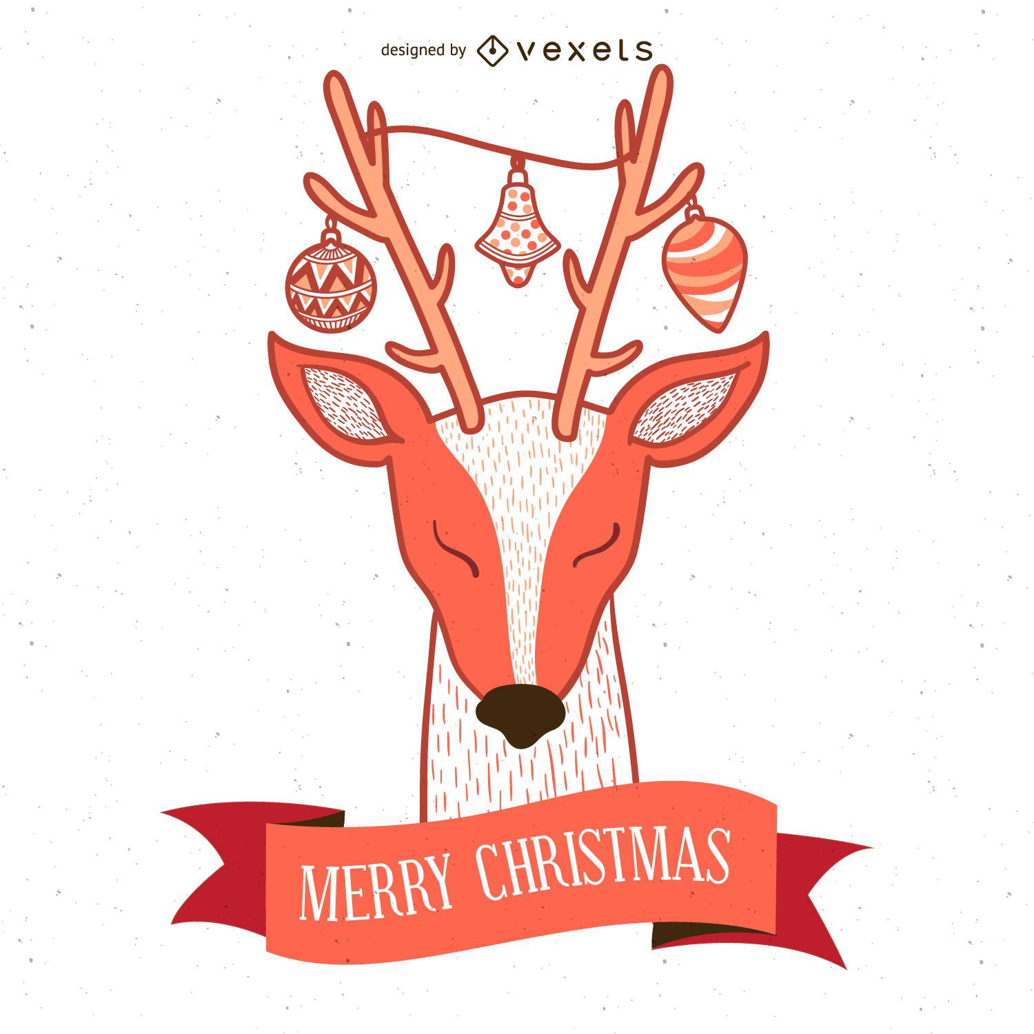 Ilustração de cartão de veado de Natal