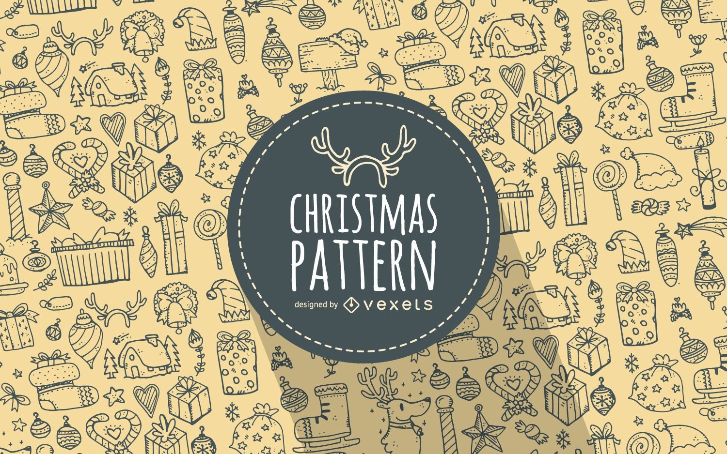 Christmas elements doodles pattern