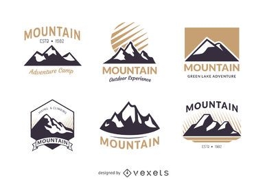 Conjunto de modelo de logotipo de distintivo de montanha