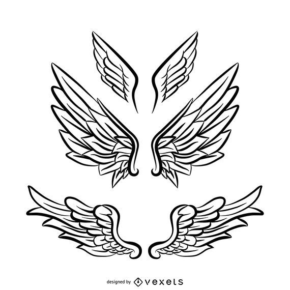 3 alas de ángel de arte lineal 3 alas de ángel de arte lineal