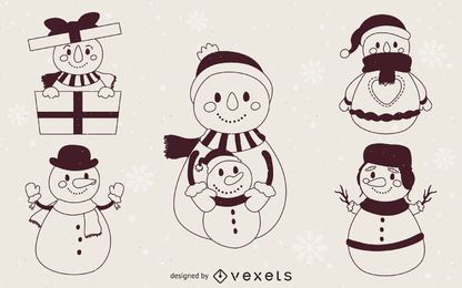 Schneemänner Illustration Umrisse