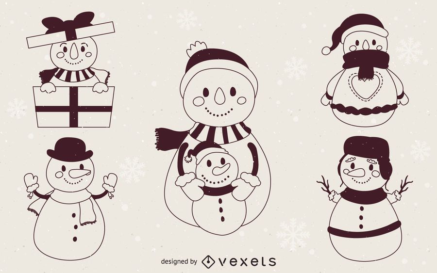 Esbozos de ilustración de muñecos de nieve Esbozos de ilustración de muñecos de nieve