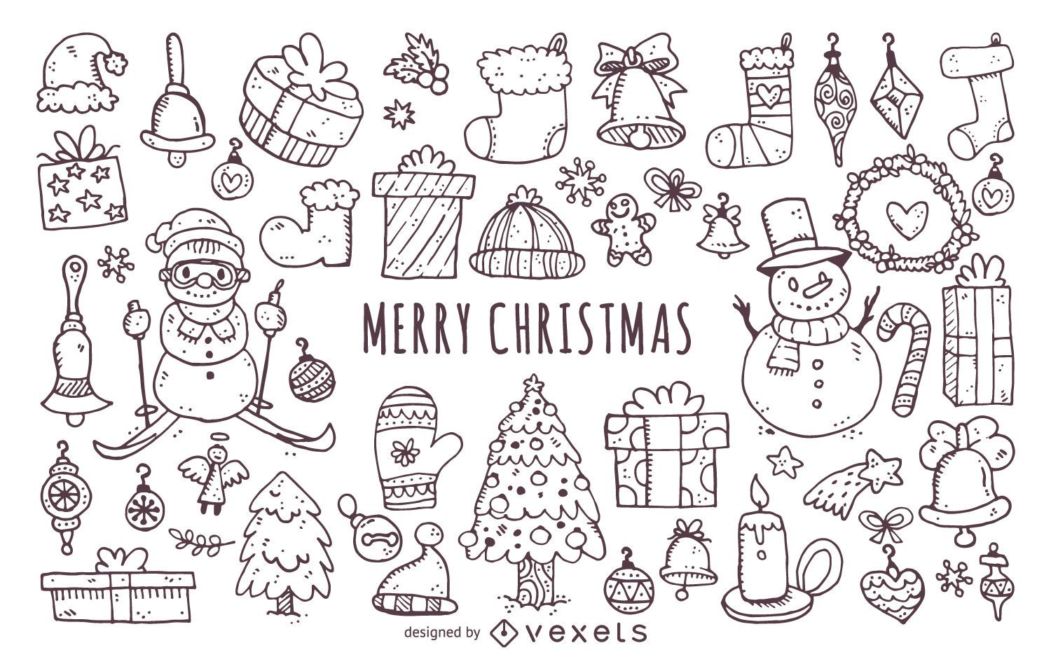 Elementos de la Navidad doodles conjunto - Descargar vector