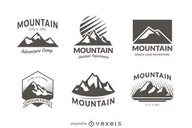6 plantillas de logotipo de insignia de montaña