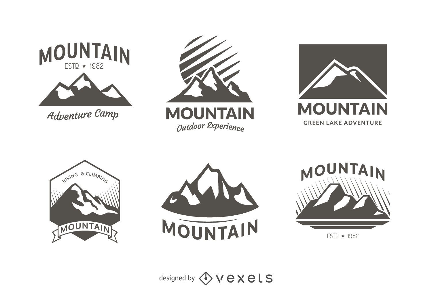 6 plantillas de logotipos de insignias de montaña