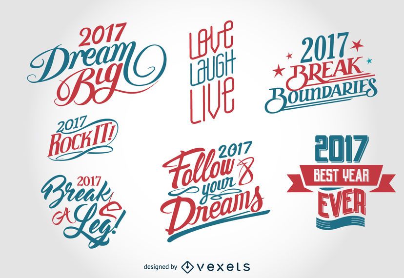 2017 New Year label badge set 2017 New Year label badge set