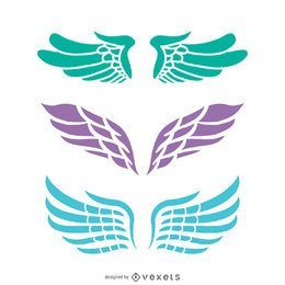 3 Angel wings illustrations set