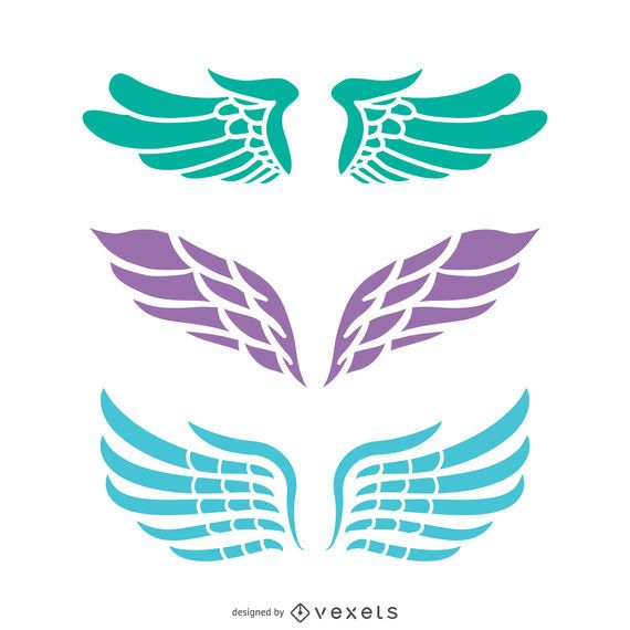 3 Angel wings illustrations set 3 Angel wings illustrations set