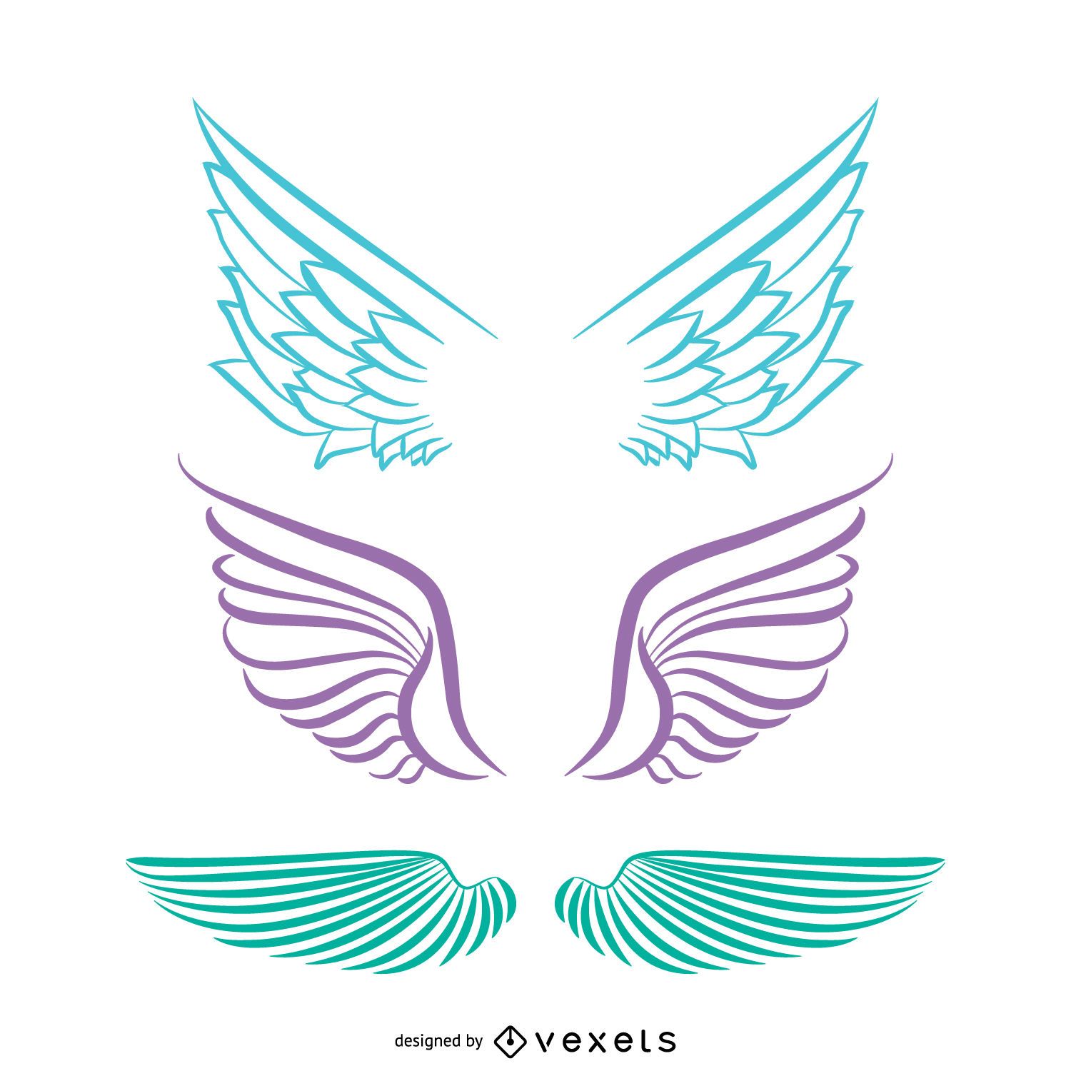 Isolated Angel Wings Drawings Vector Download