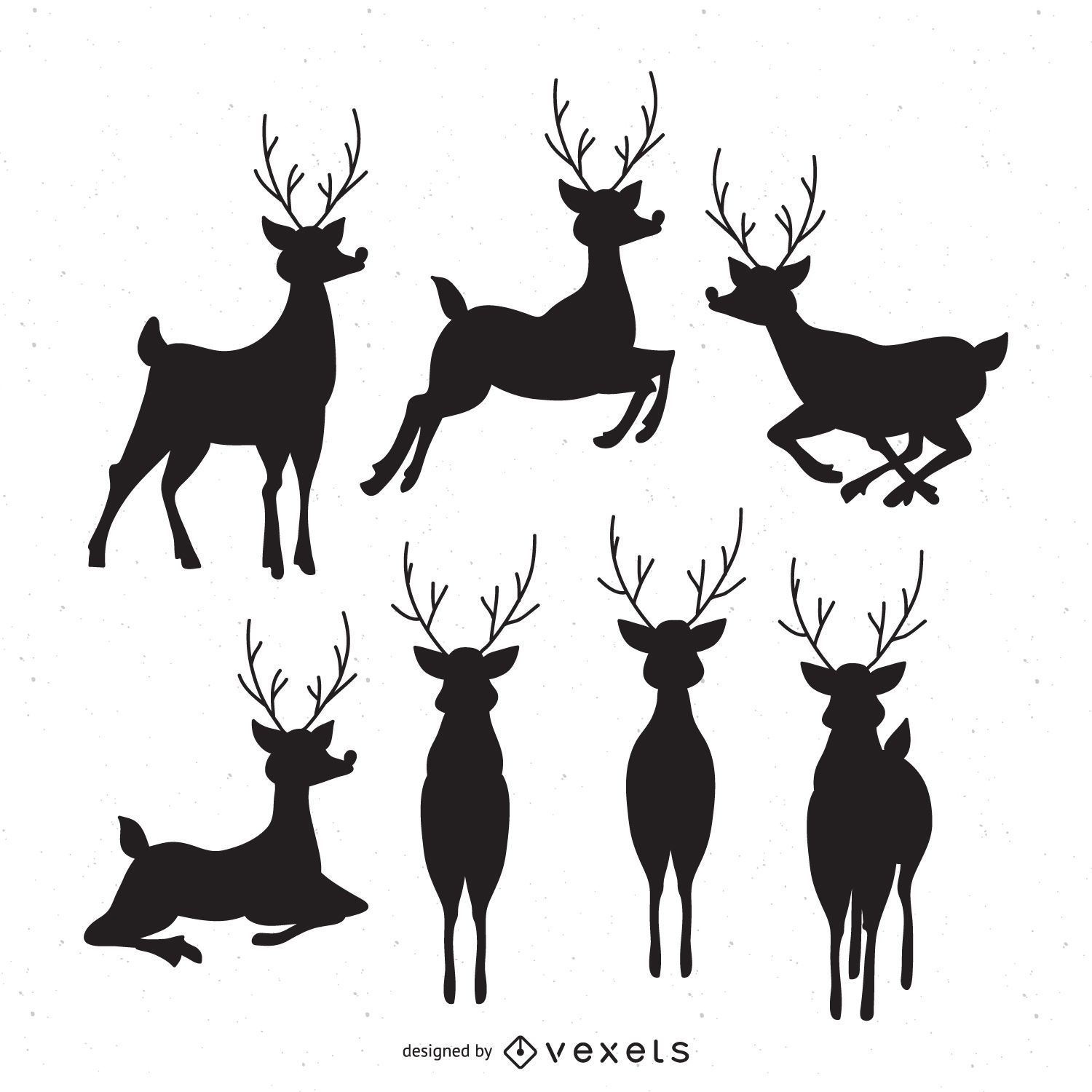 Conjunto de 7 siluetas de ciervos