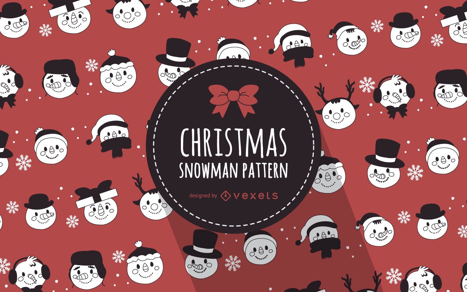 Illustrated Christmas snowmen pattern