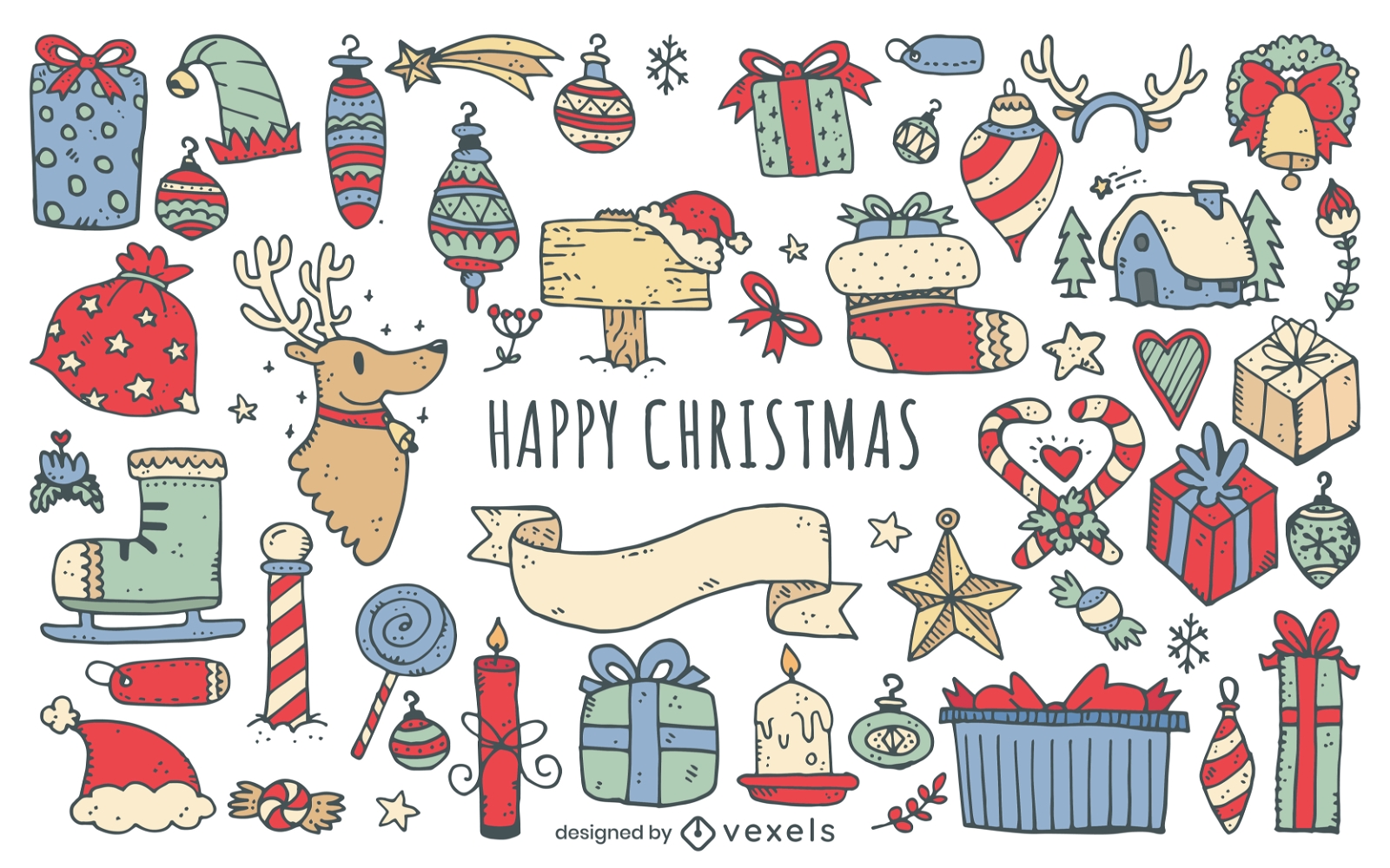 Merry Christmas doodles collection