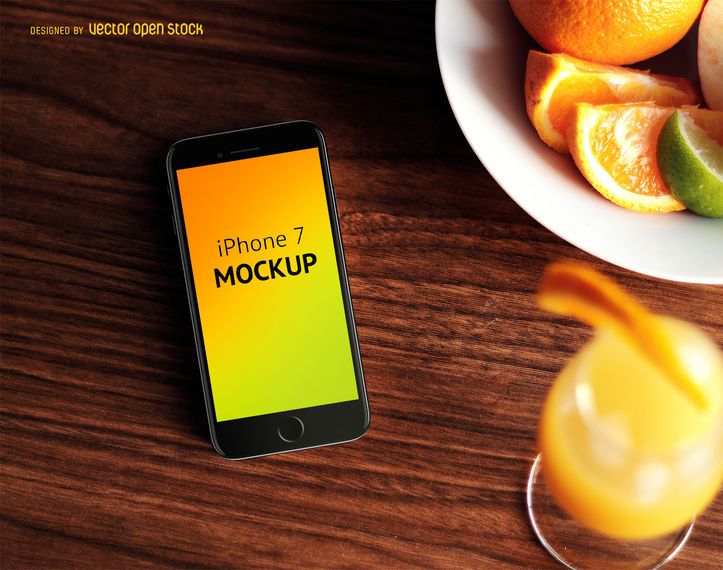 Plantilla iPhone 7 con comida PSD Plantilla iPhone 7 con comida PSD