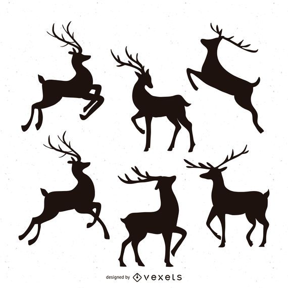 Reindeer silhouette illustration set Reindeer silhouette illustration set