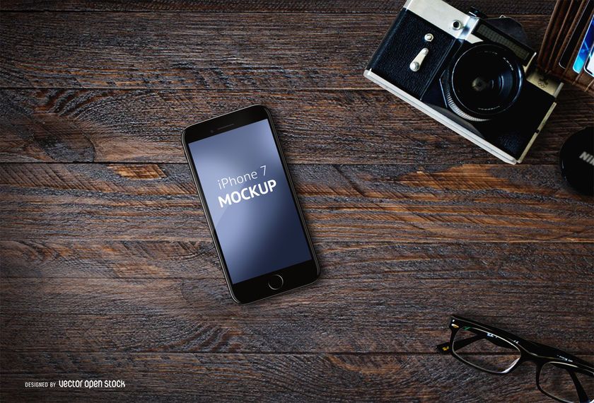 Plantilla iPhone 7 con cámara PSD Plantilla iPhone 7 con cámara PSD