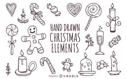 Cute hand drawn Christmas elements