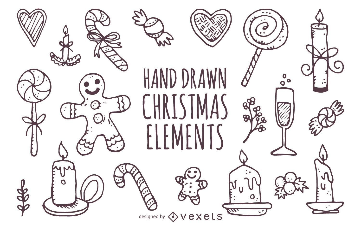 Nette Hand gezeichnete Weihnachtselemente