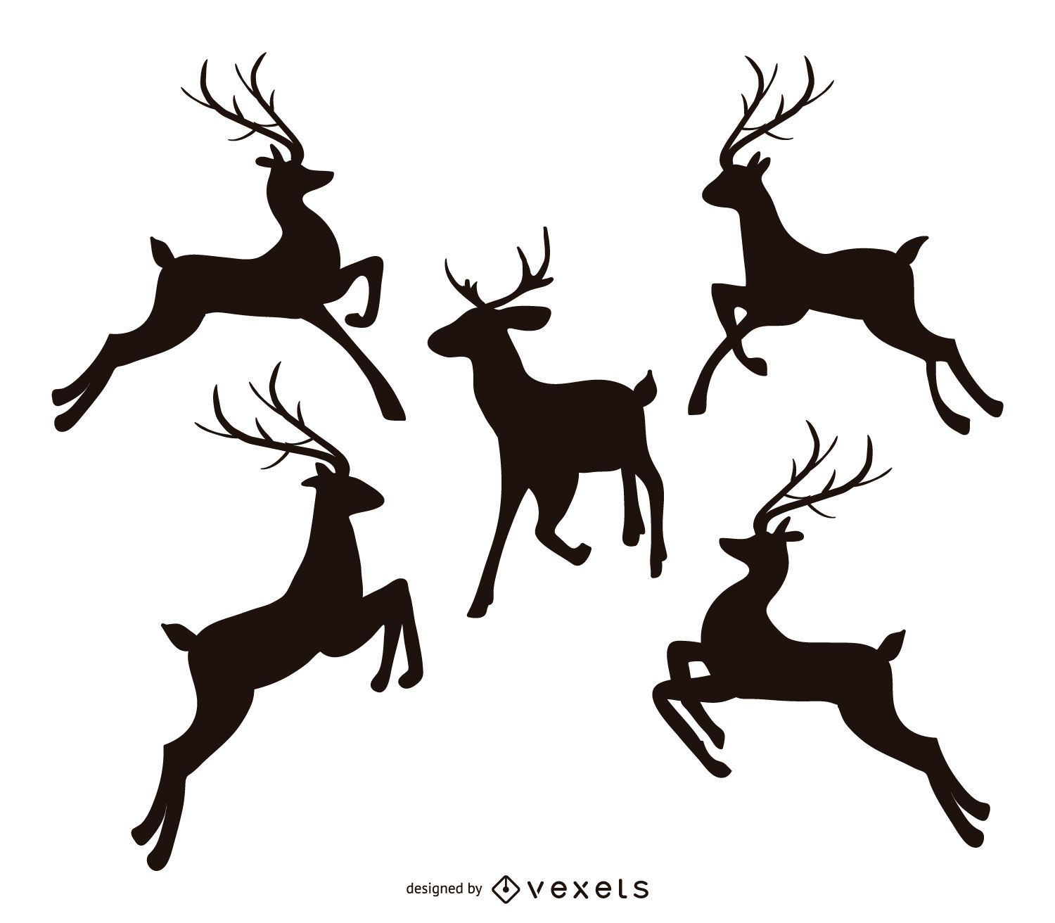 Jumping reindeer silhouette set Vector download