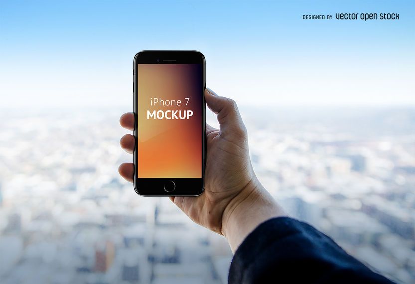 iPhone 7 modelo na mão PSD iPhone 7 modelo na mão PSD