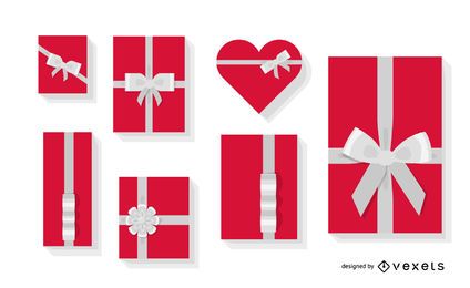 Flacher Geschenkbox-Illustrationssatz