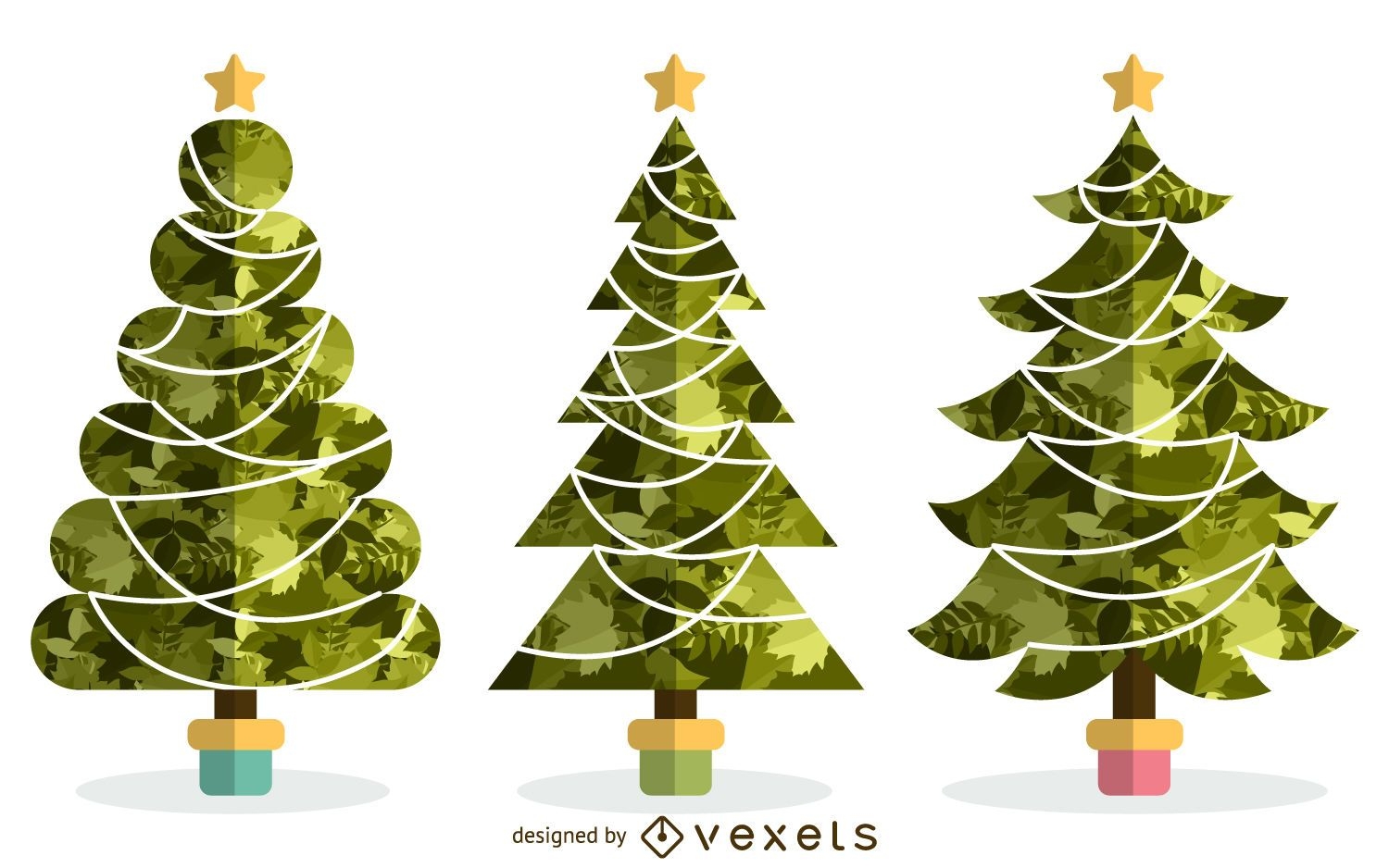 Illustrated Christmas tree set