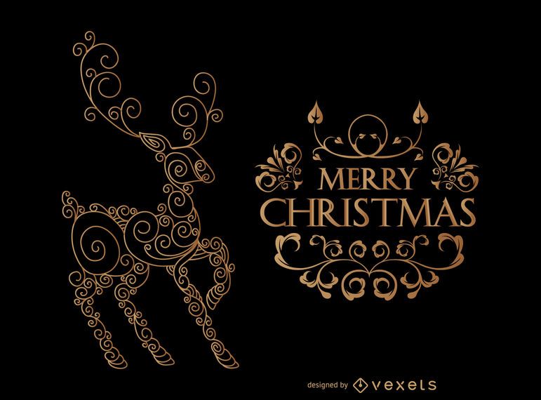 Swirly deer Christmas card Swirly deer Christmas card