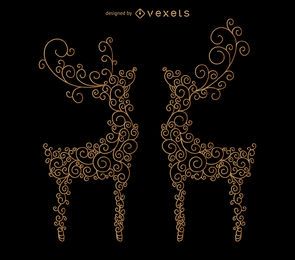 Reindeer swirl illustrations Reindeer swirl illustrations