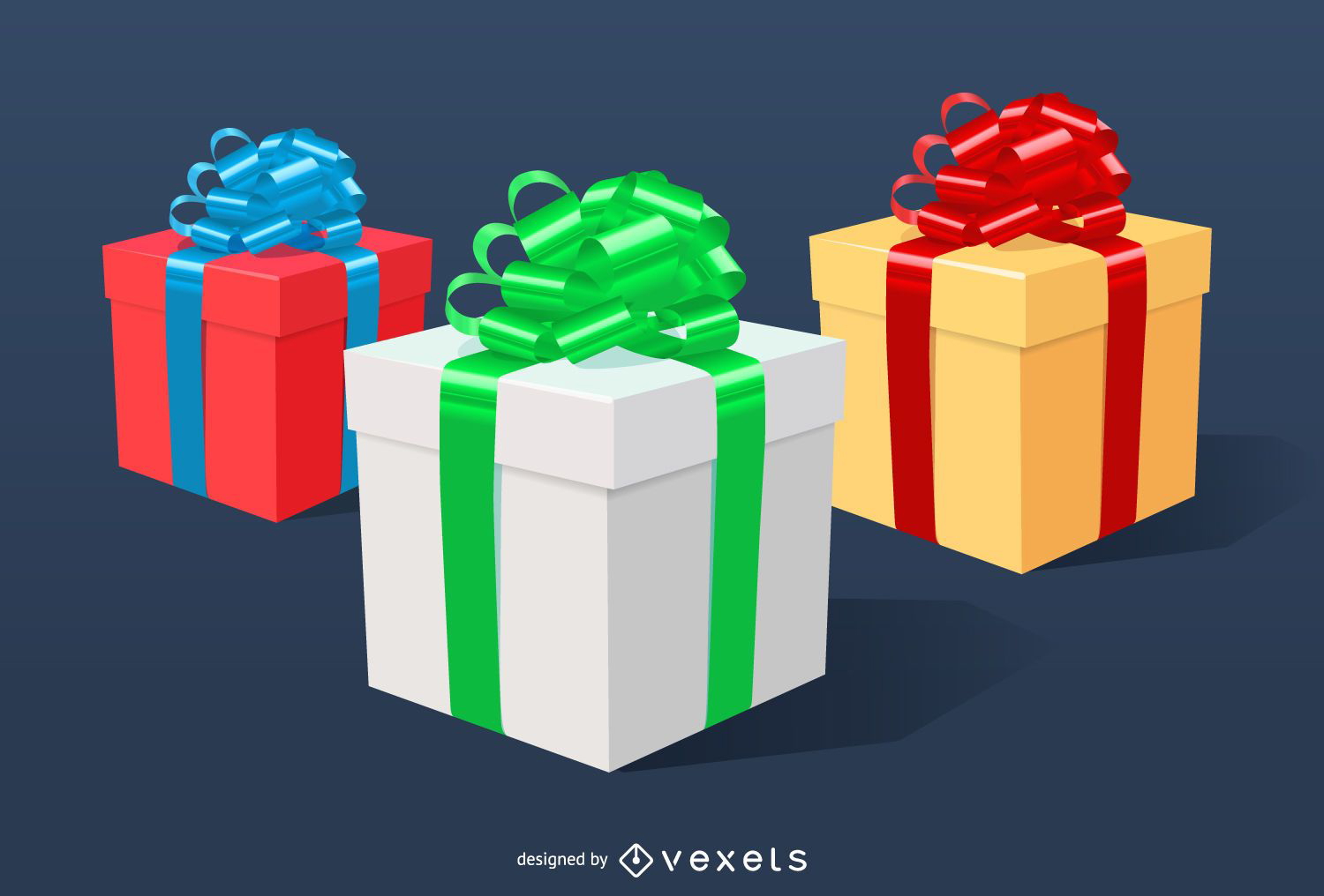Ilustraciones 3D de cajas de Navidad