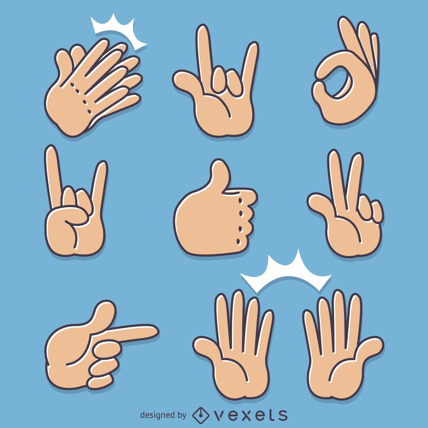 Hand signs gestures illustrations