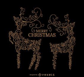 Swirl deer with Christmas message Swirl deer with Christmas message