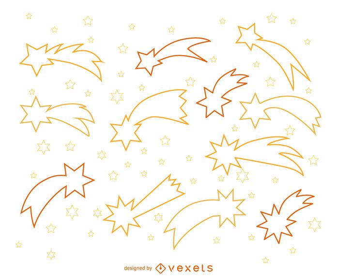 Shooting stars outline illustrations Shooting stars outline illustrations