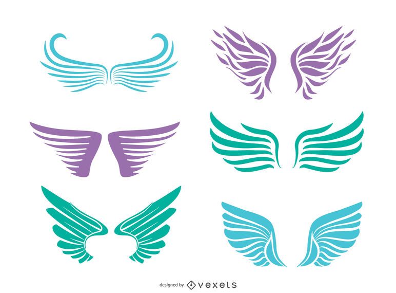 6 conjunto de silhuetas de asas de anjo 6 conjunto de silhuetas de asas de anjo