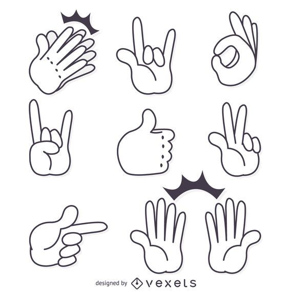 Hand signs gestures isolated illustrations Hand signs gestures isolated illustrations