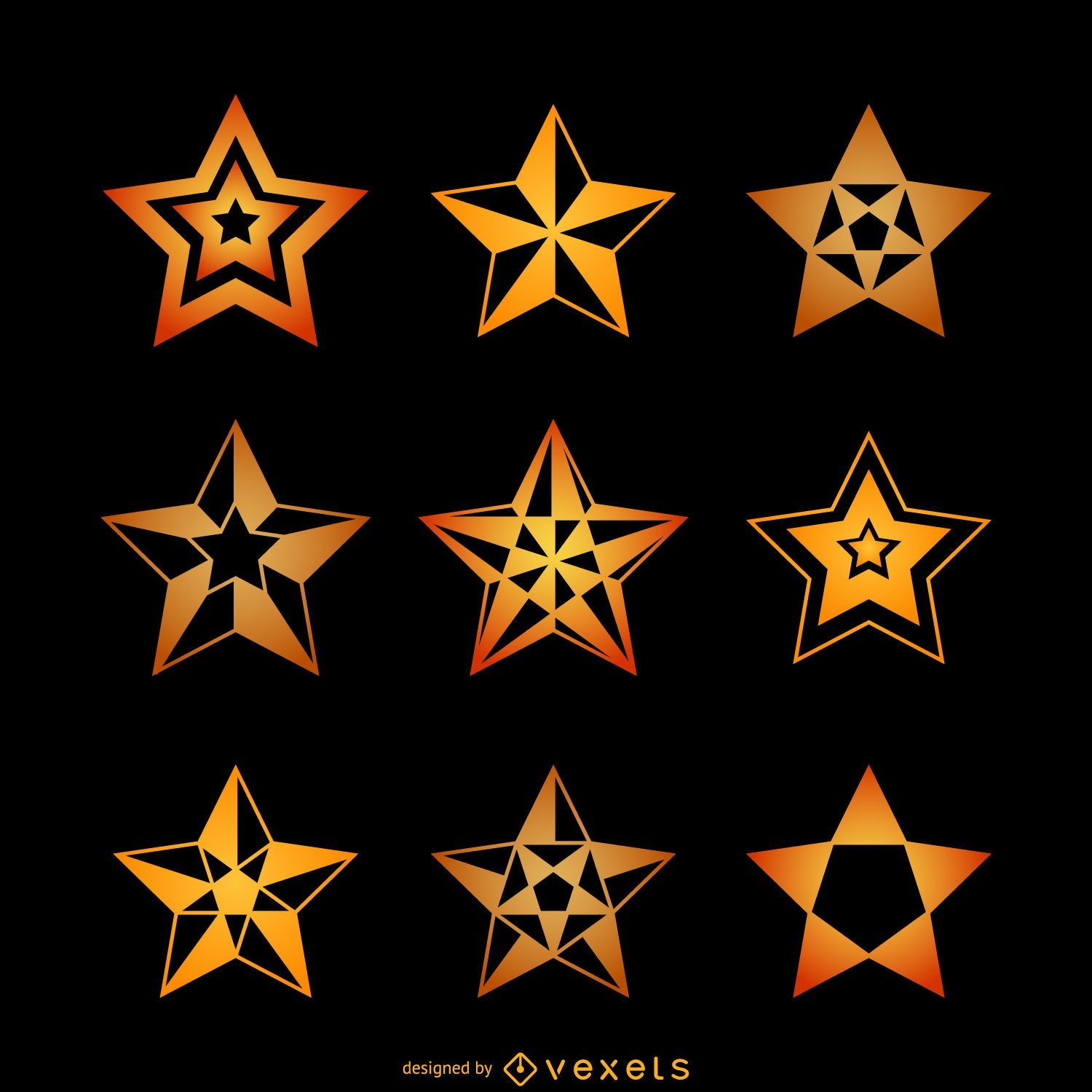 Conjunto de ilustrações de estrelas amarelas