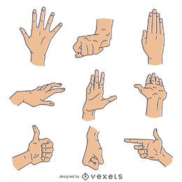 Hand signs gestures illustration set Hand signs gestures illustration set