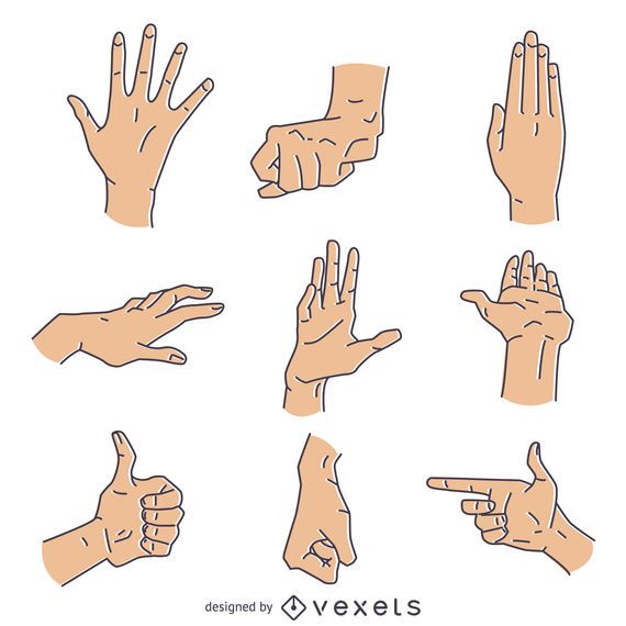 Hand signs gestures illustration set Hand signs gestures illustration set