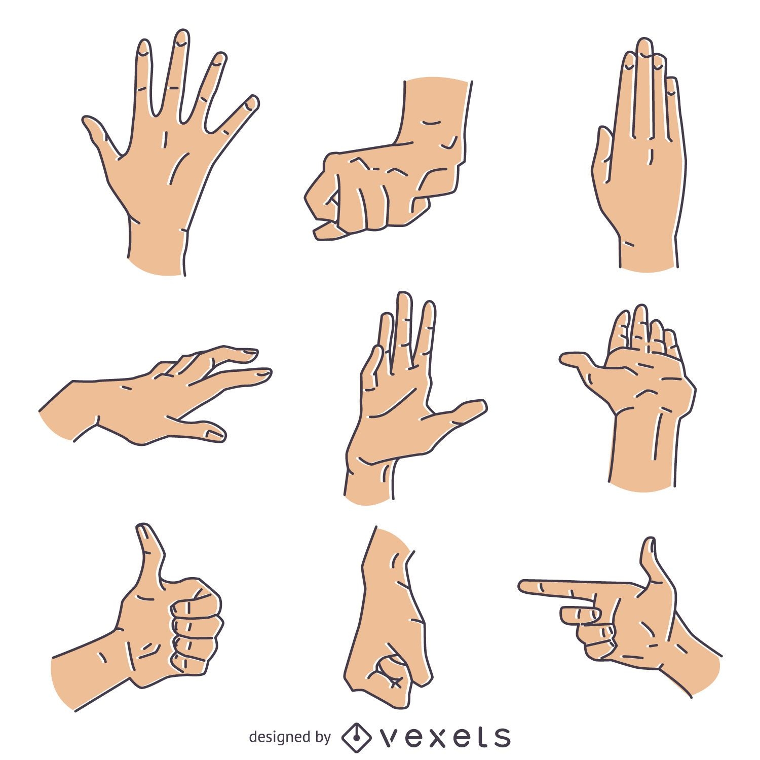 Handzeichen gestikuliert Illustrationssatz