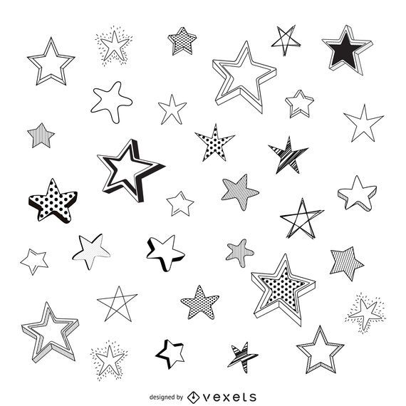 Isolated Sketched Stars - Vector Download