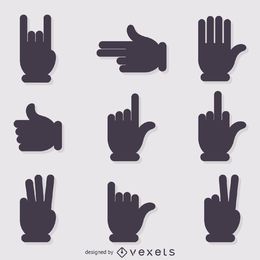 Hand signs gestures silhouettes