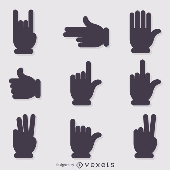 Hand signs gestures silhouettes Hand signs gestures silhouettes