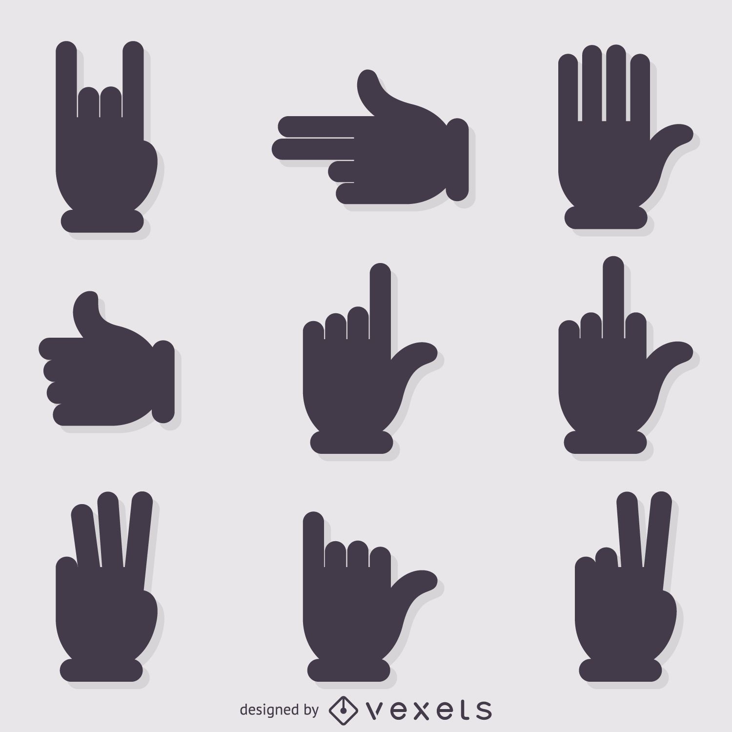 Hand signs gestures silhouettes