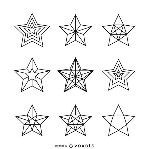Linear star illustrations set Linear star illustrations set