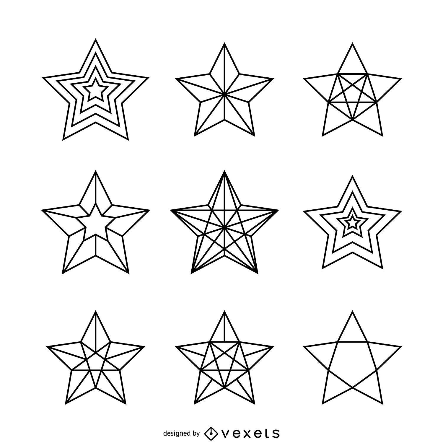 Linear star illustrations set