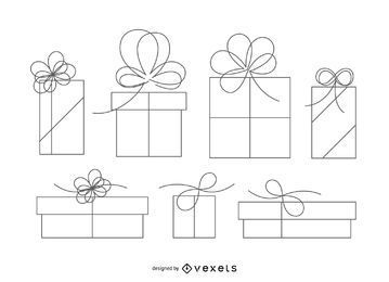 Ilustración de contorno de caja de regalo aislado