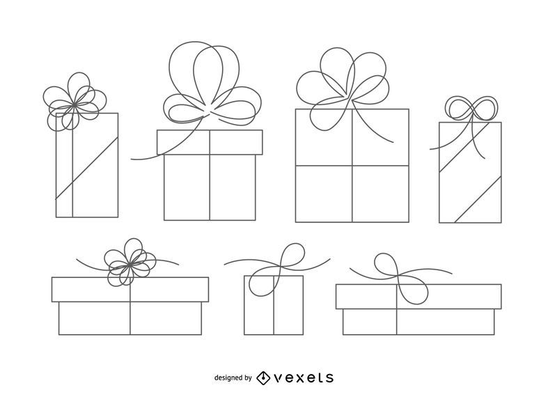 Ilustración aislada del esquema de la caja de regalo Ilustración aislada del esquema de la caja de regalo