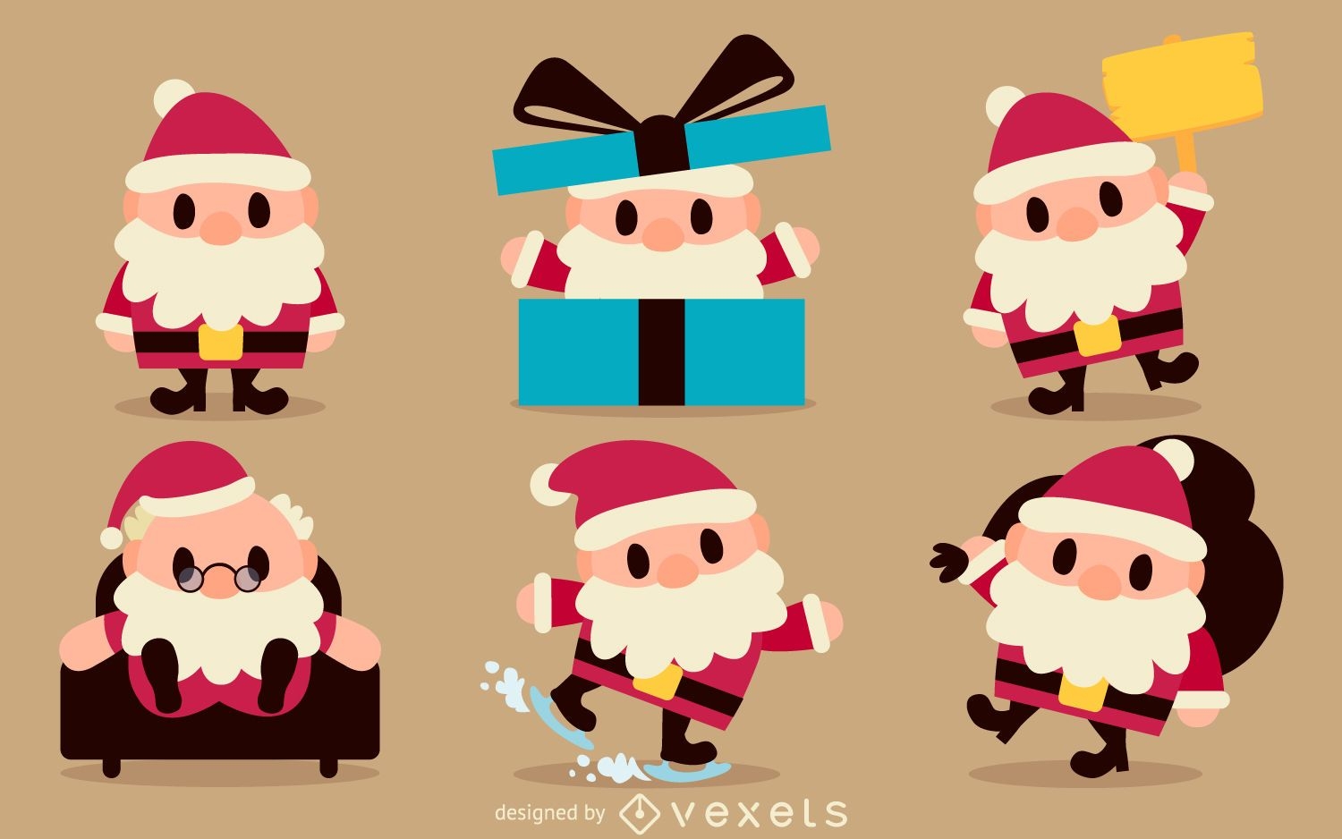 Santa cartoon illustration set