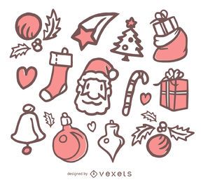 Simple Christmas doodle set